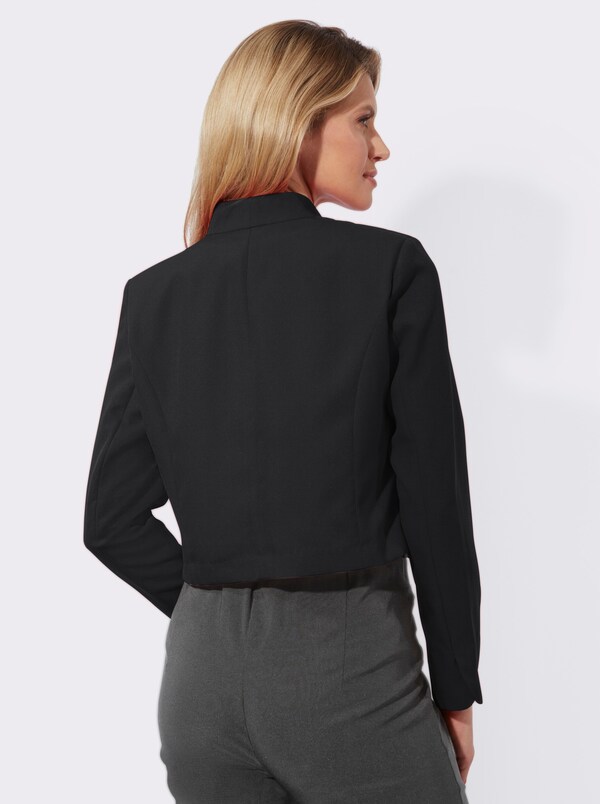 Patrizia Dini By Heine Bolerojasje Met Golvende Boord Opstaande Kraag Zwart