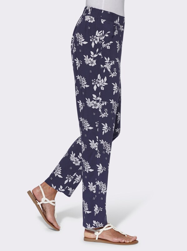 Patrizia Dini By Heine Broek Met Bloemenprint Nachtblauw/wit Bedrukt