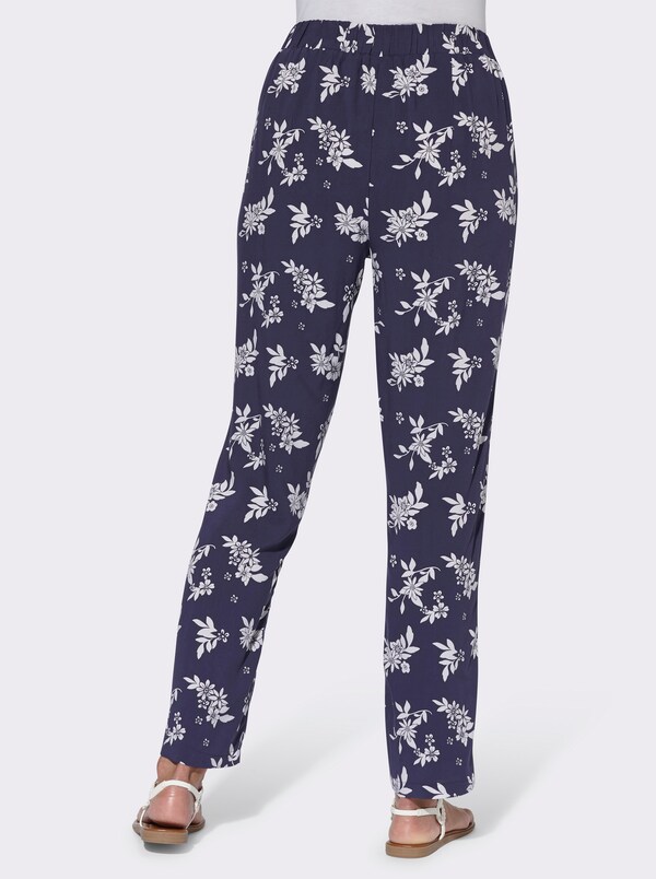 Patrizia Dini By Heine Broek Met Bloemenprint Nachtblauw/wit Bedrukt