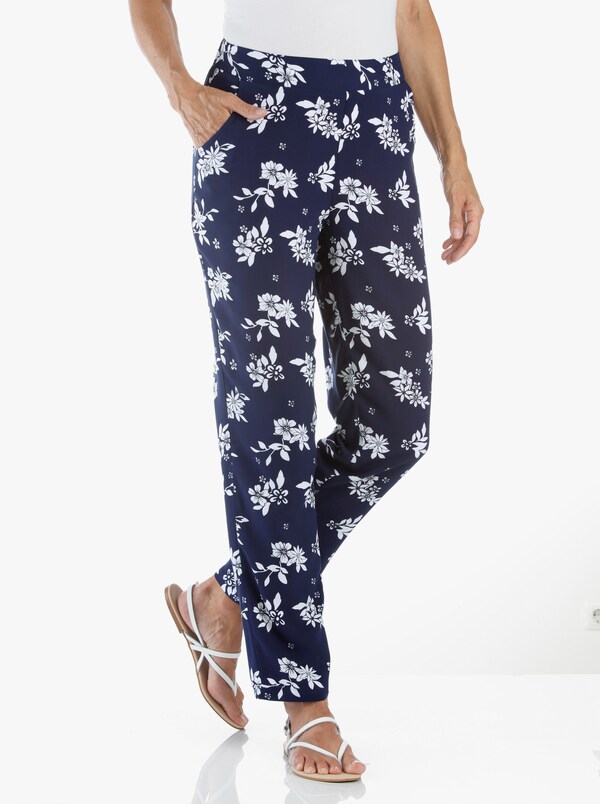 patrizia dini by heine Broek met bloemenprint nachtblauw/wit bedrukt