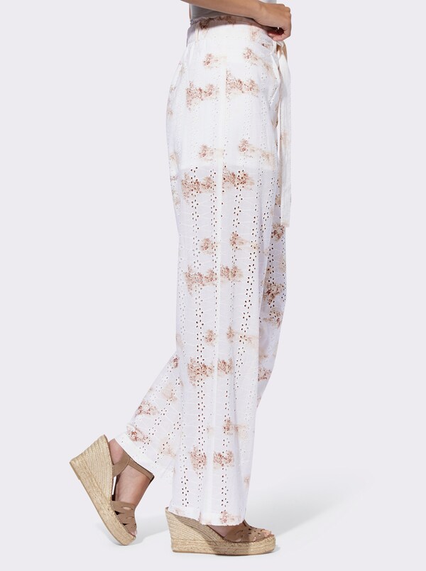 Patrizia Dini By Heine Broek Met Print En Ajourwerk Wit/camel Bedrukt