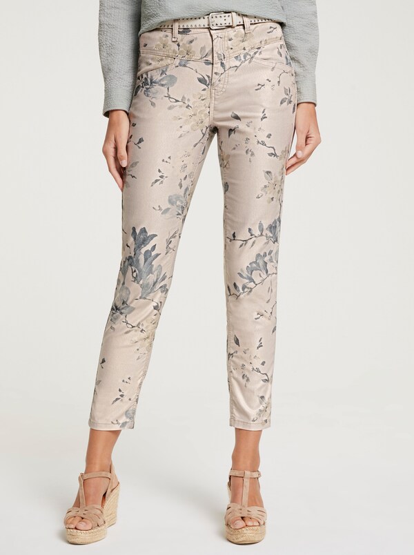 patrizia dini by heine Broek met print en bloemdessin zand/jade