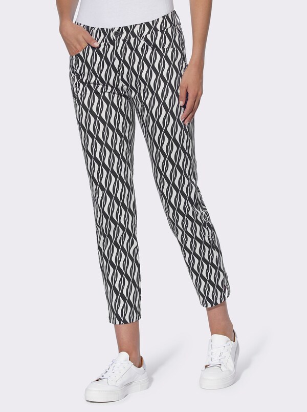 patrizia dini by heine Broek met print in 7/8-lengte zwart/wit geprint