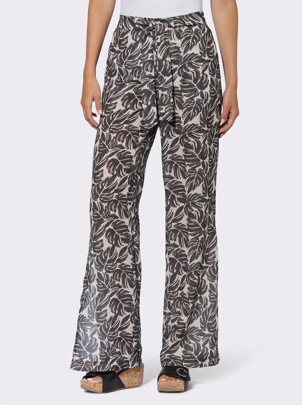 patrizia dini by heine Broek met print met hoge zijsplitten zwart/zand geprint