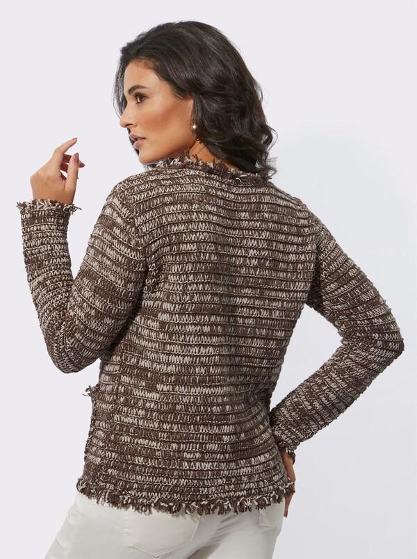 Patrizia Dini By Heine Cardigan In Hoogwaardige Materiaalmix Chocolade/ivoor Gedessineerd