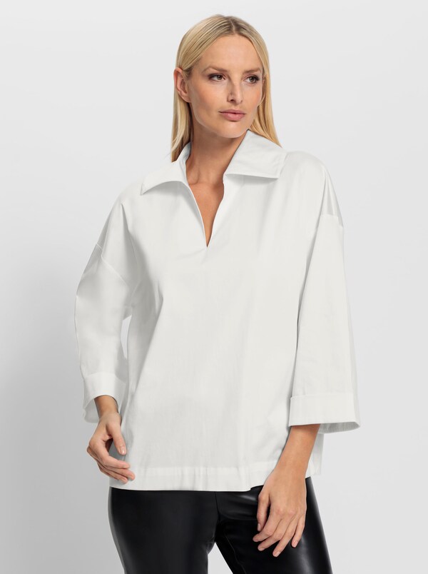 Patrizia Dini By Heine Comfortabele Blouse Met Grote Overhemdkraag Wit