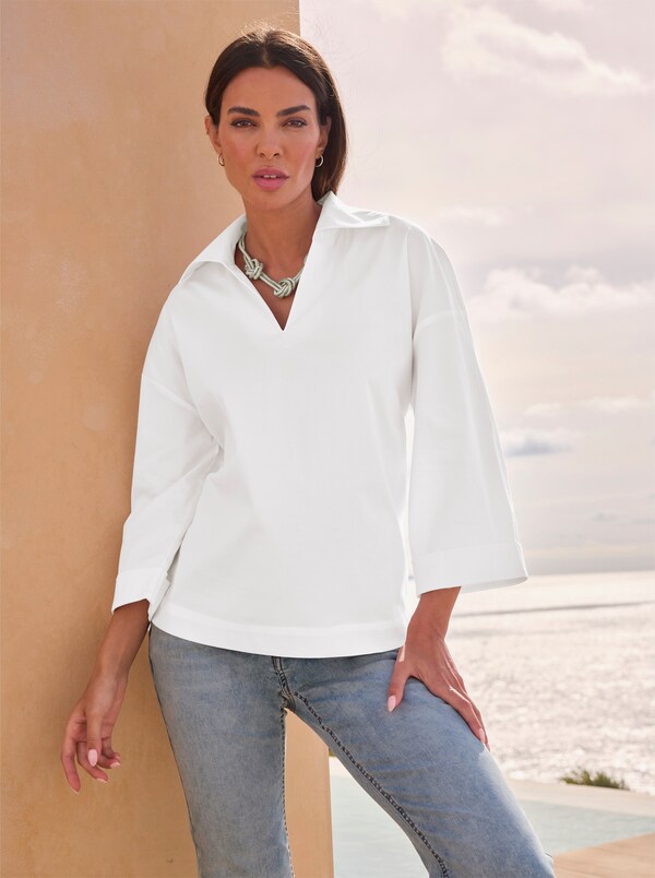 patrizia dini by heine Comfortabele blouse met grote overhemdkraag wit