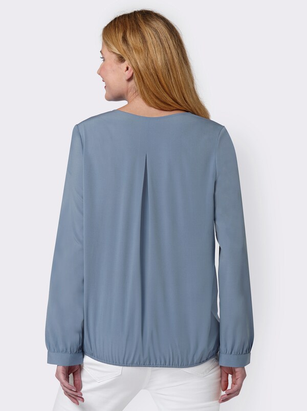 Patrizia Dini By Heine Comfortabele Blouse Met Plooi Achter Voor Veel Wijdte Rookblauw