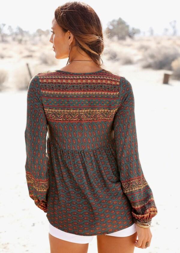 Patrizia Dini By Heine Comfortabele Blouse Petrol Geprint