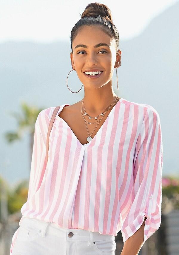 Patrizia Dini By Heine Comfortabele Blouse Wit/roze