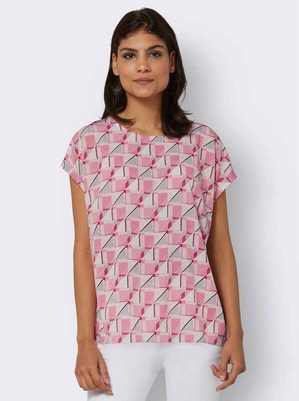 Patrizia Dini By Heine Comfortblouse Met Grafische Print Crêpe Oudroze Gedessineerd