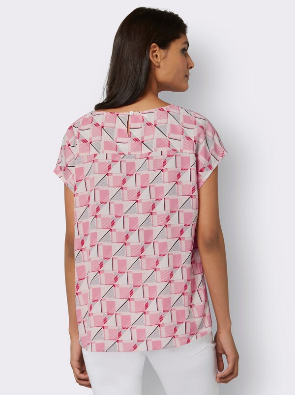 Patrizia Dini By Heine Comfortblouse Met Grafische Print Crêpe Oudroze Gedessineerd