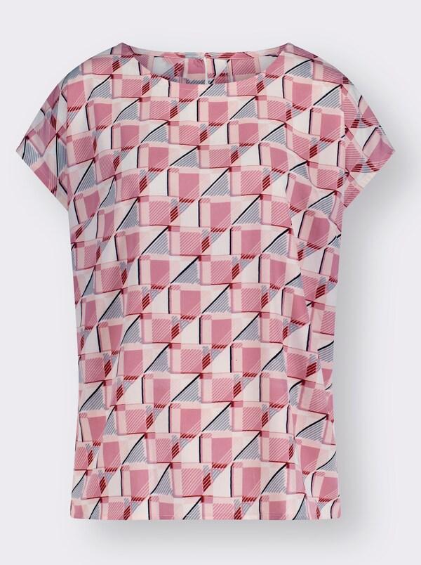 Patrizia Dini By Heine Comfortblouse Met Grafische Print Crêpe Oudroze Gedessineerd