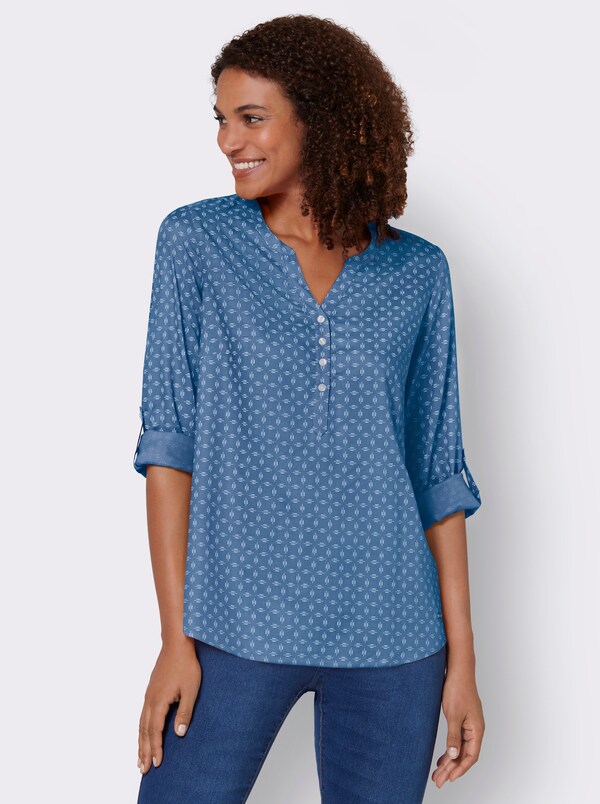 Patrizia Dini By Heine Comfortblouse Met Minimalistisch Patroon Middenblauw/wit Gedessineerd