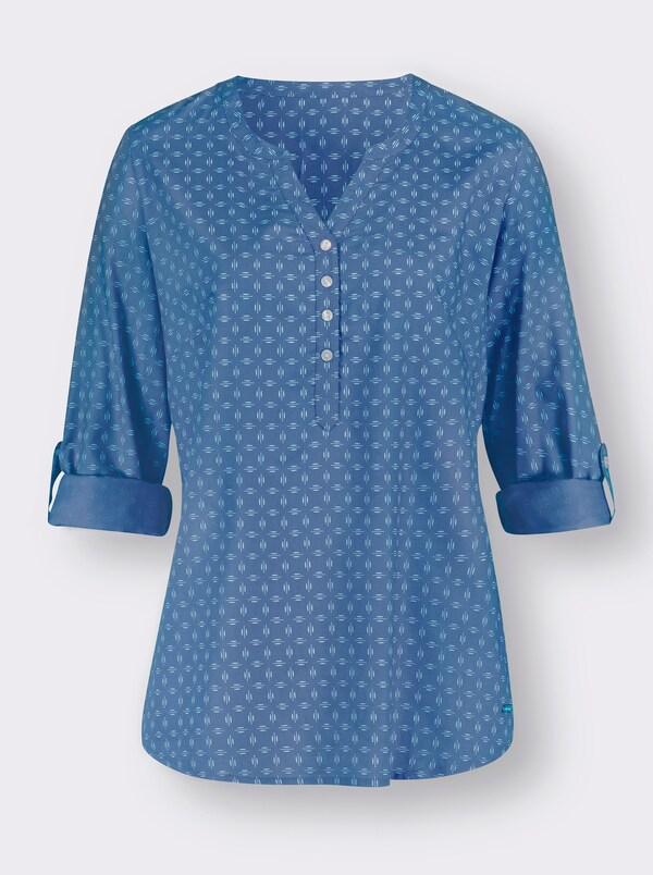 Patrizia Dini By Heine Comfortblouse Met Minimalistisch Patroon Middenblauw/wit Gedessineerd