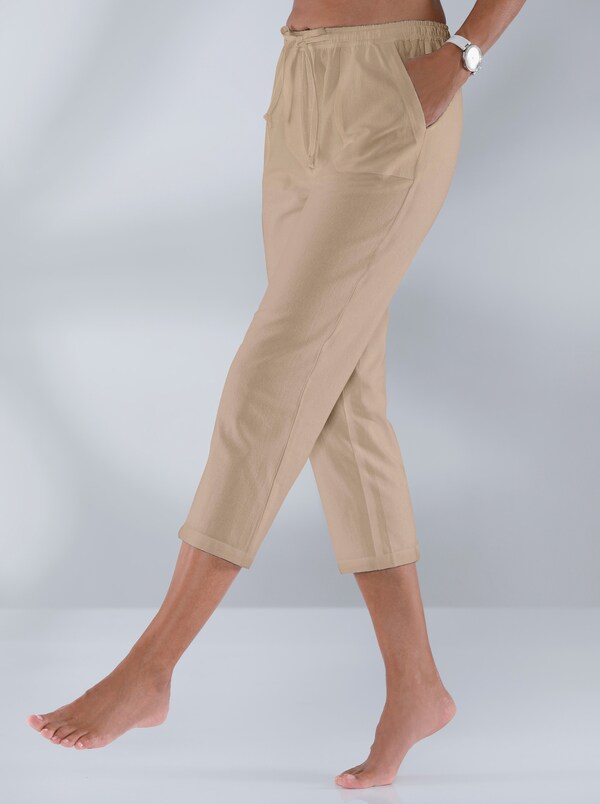 Patrizia Dini By Heine Comfortbroek Van Strijkarme Structuurstof Beige