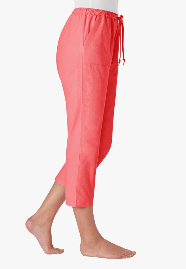 Patrizia Dini By Heine Comfortbroek Van Strijkarme Structuurstof Koraalrood
