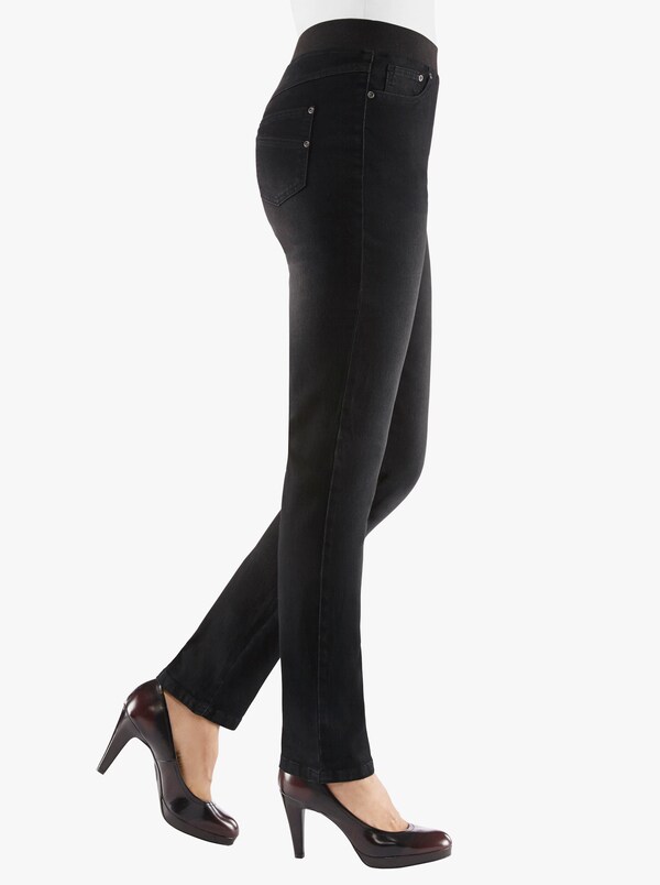 Patrizia Dini By Heine Comfortjeans Met Geribde Comfortband Van Tricot Black Denim