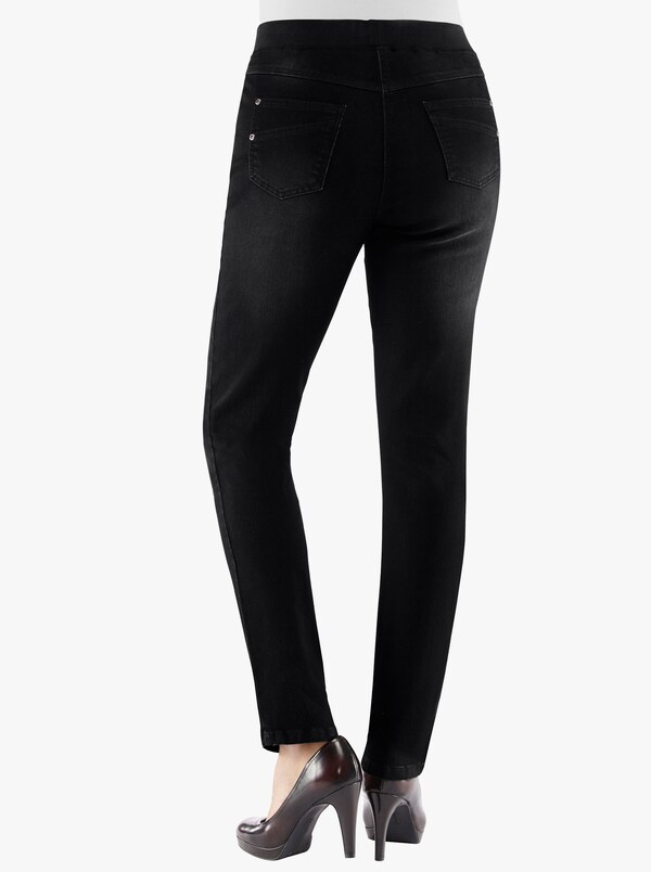 Patrizia Dini By Heine Comfortjeans Met Geribde Comfortband Van Tricot Black Denim