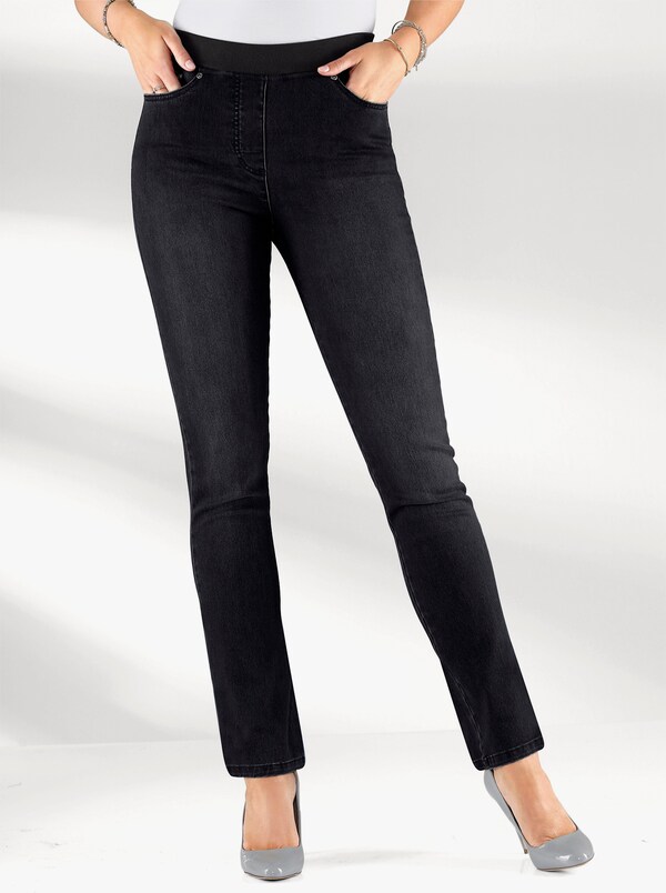 patrizia dini by heine Comfortjeans met geribde comfortband van tricot black denim