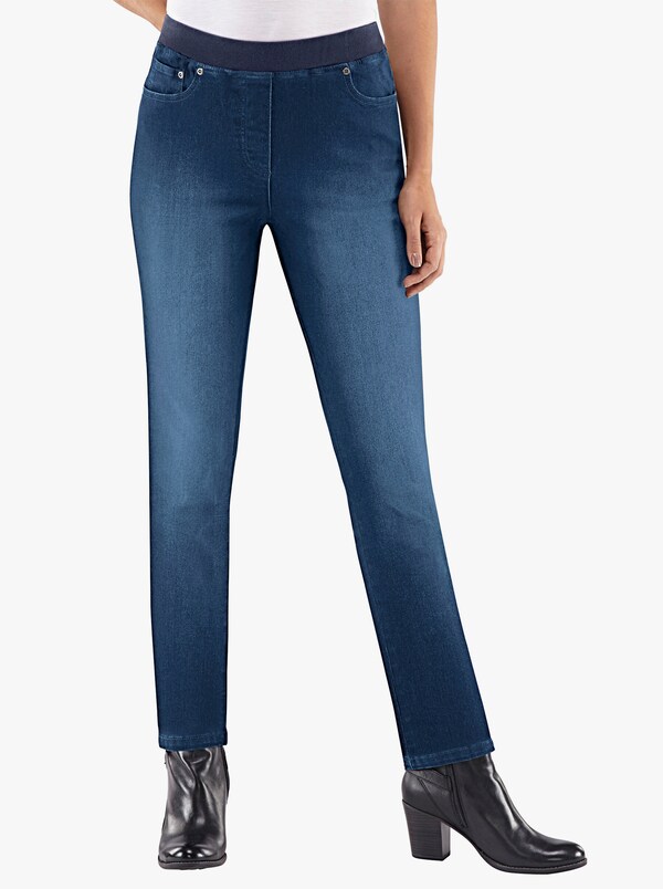 Patrizia Dini By Heine Comfortjeans Met Geribde Comfortband Van Tricot Dark-blue