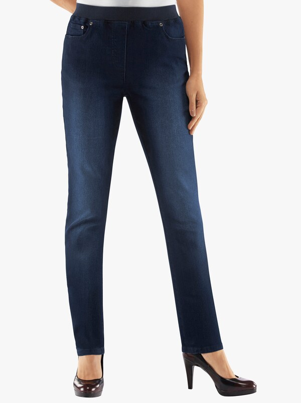 Patrizia Dini By Heine Comfortjeans Met Geribde Comfortband Van Tricot Dark-blue