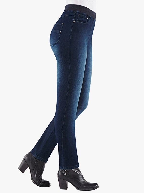 Patrizia Dini By Heine Comfortjeans Met Geribde Comfortband Van Tricot Dark-blue