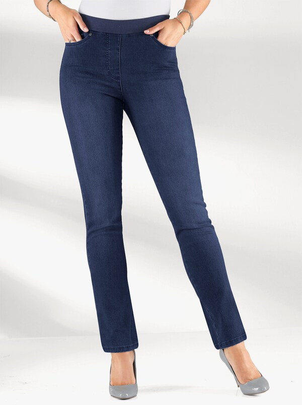 patrizia dini by heine Comfortjeans met geribde comfortband van tricot dark-blue