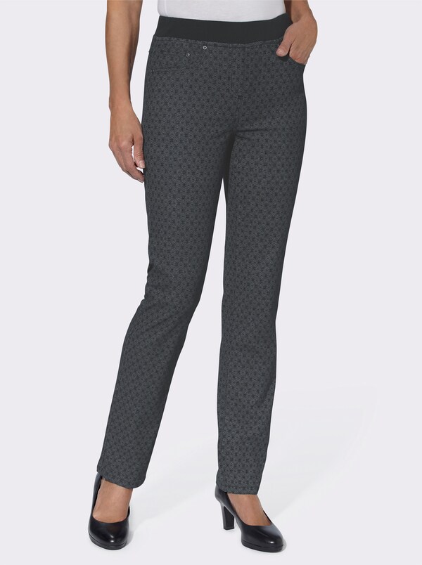 Patrizia Dini By Heine Comfortjeans Met Geribde Comfortband Van Tricot Grey/denim Bedrukt
