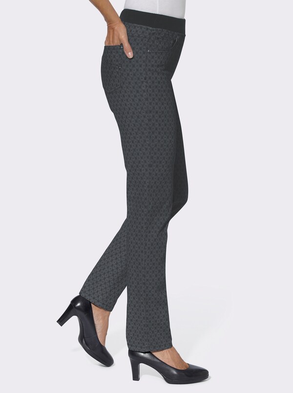 Patrizia Dini By Heine Comfortjeans Met Geribde Comfortband Van Tricot Grey/denim Bedrukt