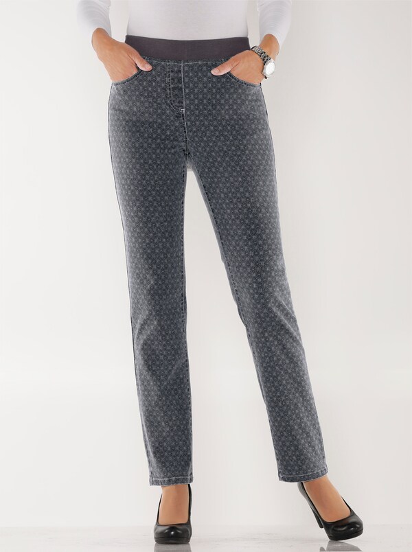 patrizia dini by heine Comfortjeans met geribde comfortband van tricot grey/denim bedrukt