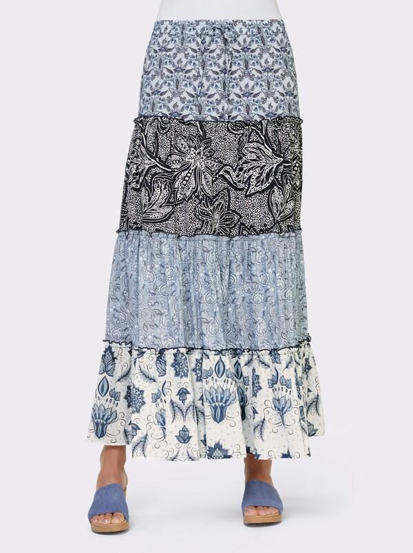 patrizia dini by heine Comfortrok van geweven materiaal marine/wit geprint