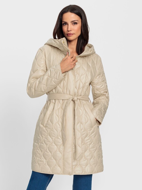 Patrizia Dini By Heine Doorgestikte Mantel Met Capuchon Beige