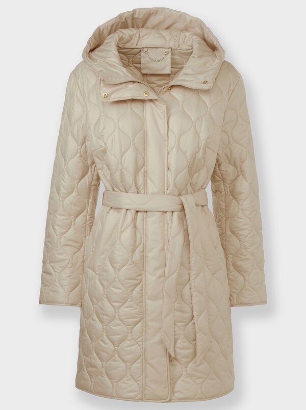 Patrizia Dini By Heine Doorgestikte Mantel Met Capuchon Beige