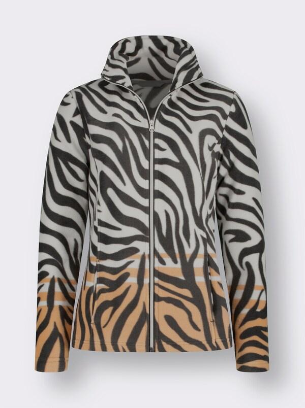 Patrizia Dini By Heine Fleecejack Met Dierenprint Grafiet/camel Bedrukt