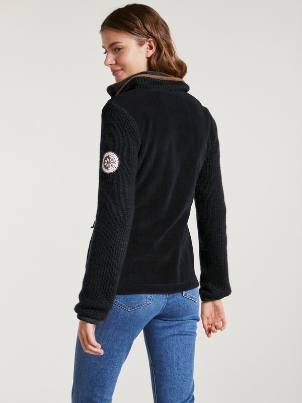 Patrizia Dini By Heine Fleecejack Met Gebreide Mouwen Zwart