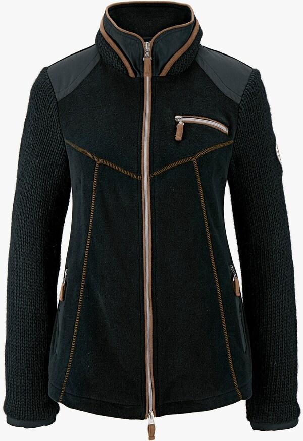 Patrizia Dini By Heine Fleecejack Met Gebreide Mouwen Zwart