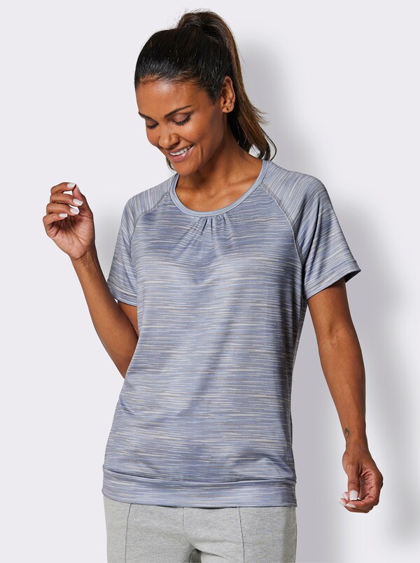 patrizia dini by heine Functioneel shirt met rimpelingen duivenblauw gemêleerd