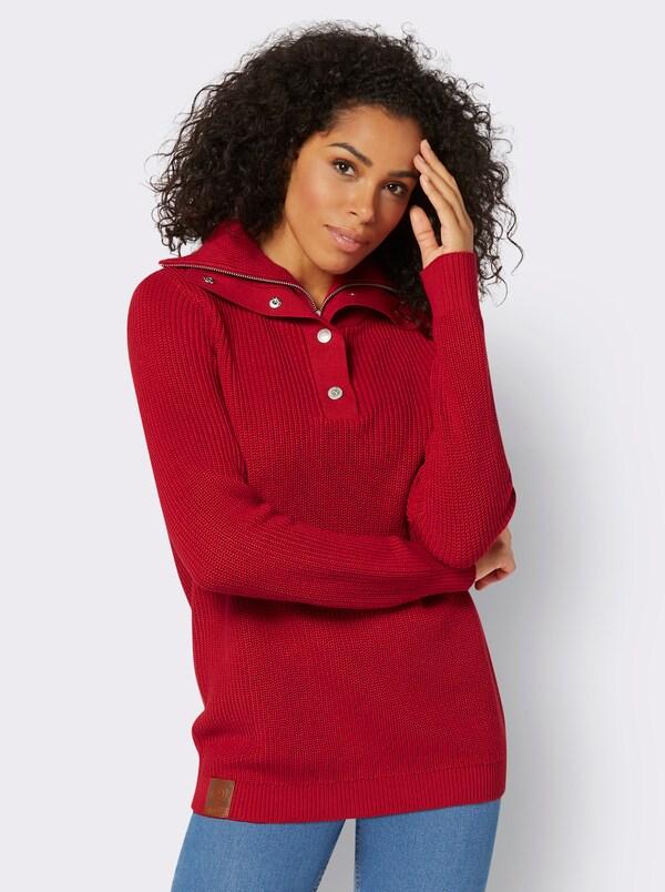 Patrizia Dini By Heine Gebreide Pullover Met Schipperskraag Rood