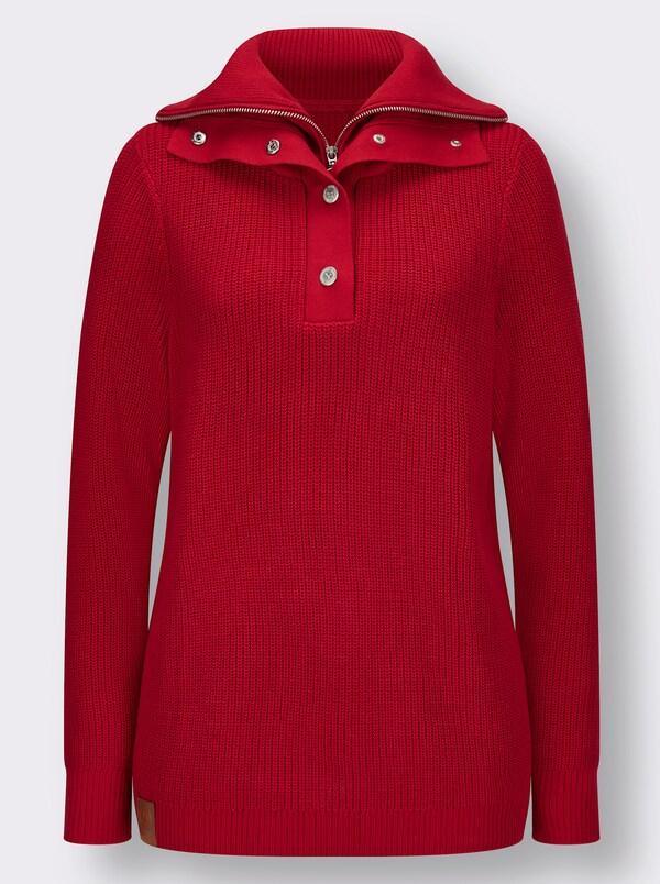 Patrizia Dini By Heine Gebreide Pullover Met Schipperskraag Rood