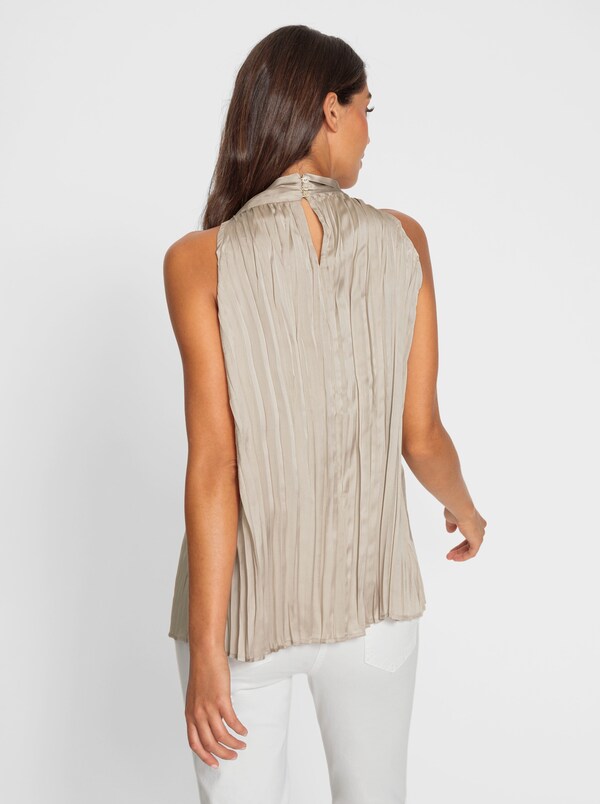 Patrizia Dini By Heine Geplisseerde Top Met Kettingversiering Beige