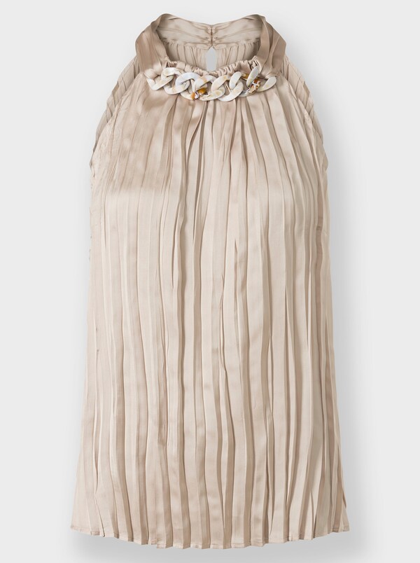 Patrizia Dini By Heine Geplisseerde Top Met Kettingversiering Beige