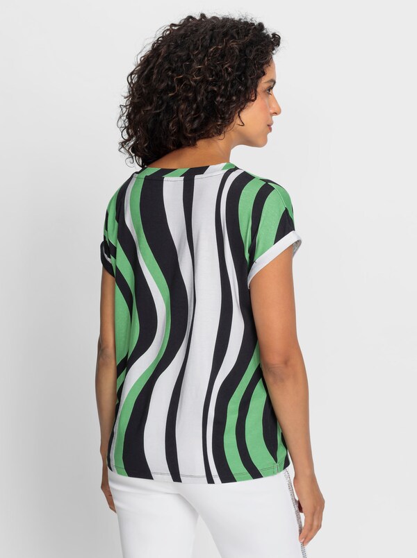 Patrizia Dini By Heine Gestreept Shirt Met Oversized Schouders Wit/appel Gestreept