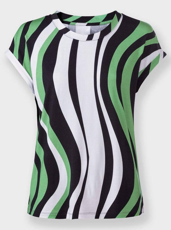 Patrizia Dini By Heine Gestreept Shirt Met Oversized Schouders Wit/appel Gestreept