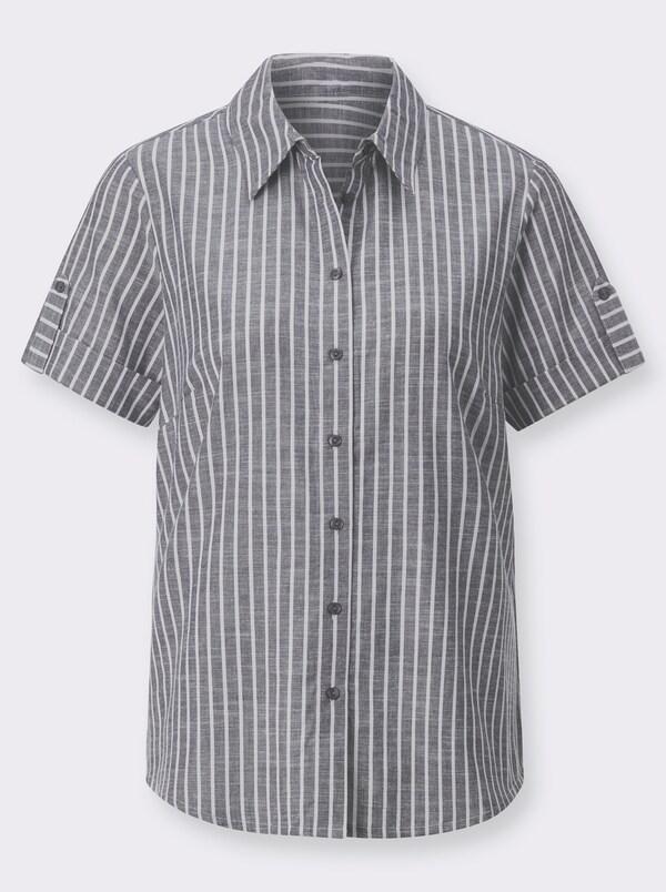 Patrizia Dini By Heine Gestreepte Blouse In Linnenlook Marine Gestreept