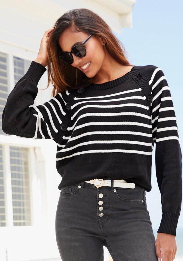 patrizia dini by heine Gestreepte pullover zwart/wit