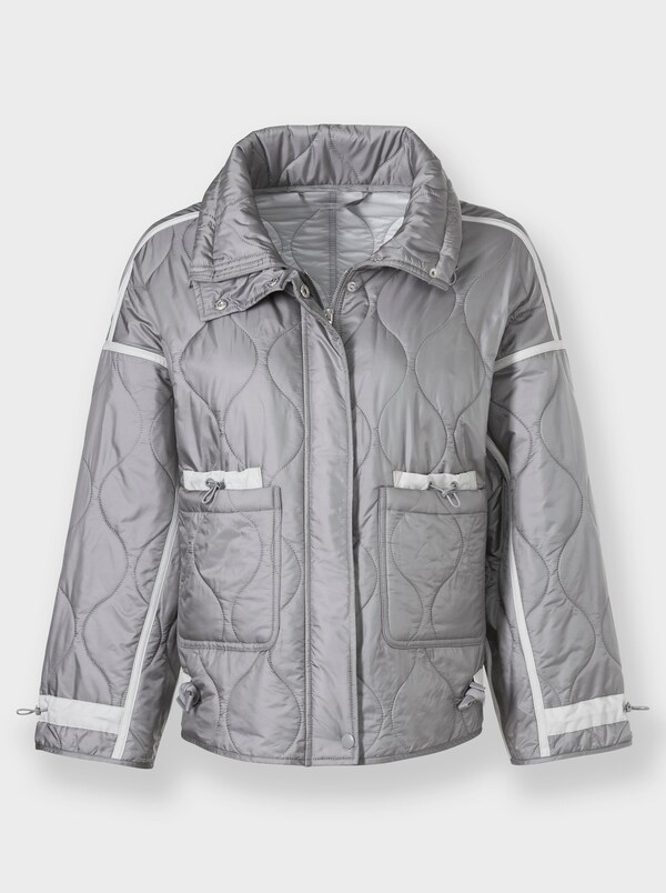 Patrizia Dini By Heine Gewatteerde Jas Met Tunnelkoord Aan De Mouwen Grijs