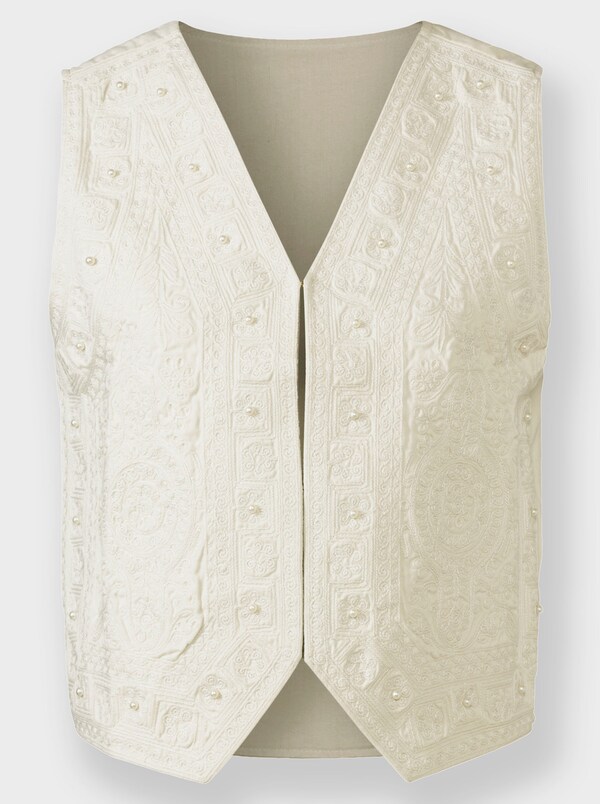 Patrizia Dini By Heine Jeansgilet Met Sierkralen Ecru
