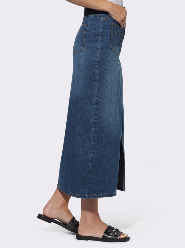 Patrizia Dini By Heine Jeansrok In Subtiele Wassing Blue-stonewashed