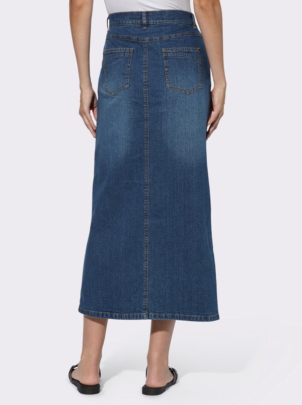 Patrizia Dini By Heine Jeansrok In Subtiele Wassing Blue-stonewashed